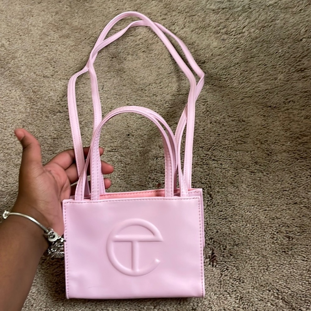 Authentic Bubblegum Pink Small Telfar Bag.
